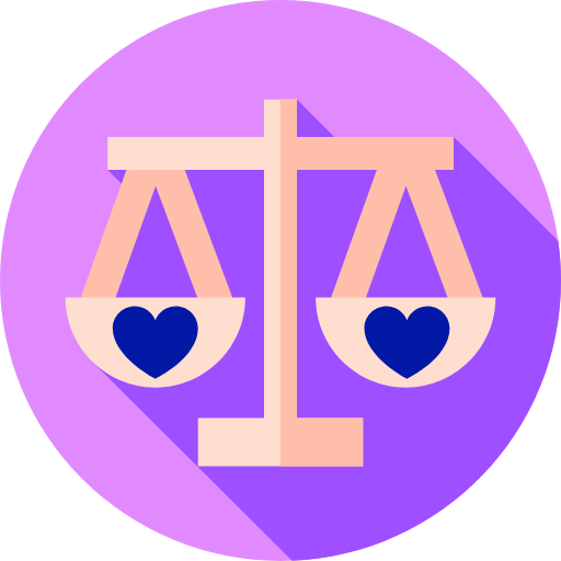 Cartoon scales with love hearts