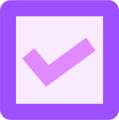 Purple cartoon checkmark