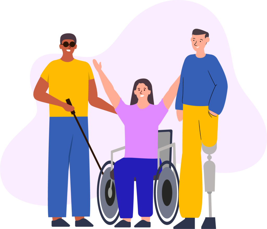 Illustration of diverse group of disabled NDIS participants